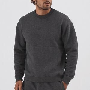 LUNYA LAHGO Restore Double Faced Crew Sweatshirt Gray Heathered Medium NEW